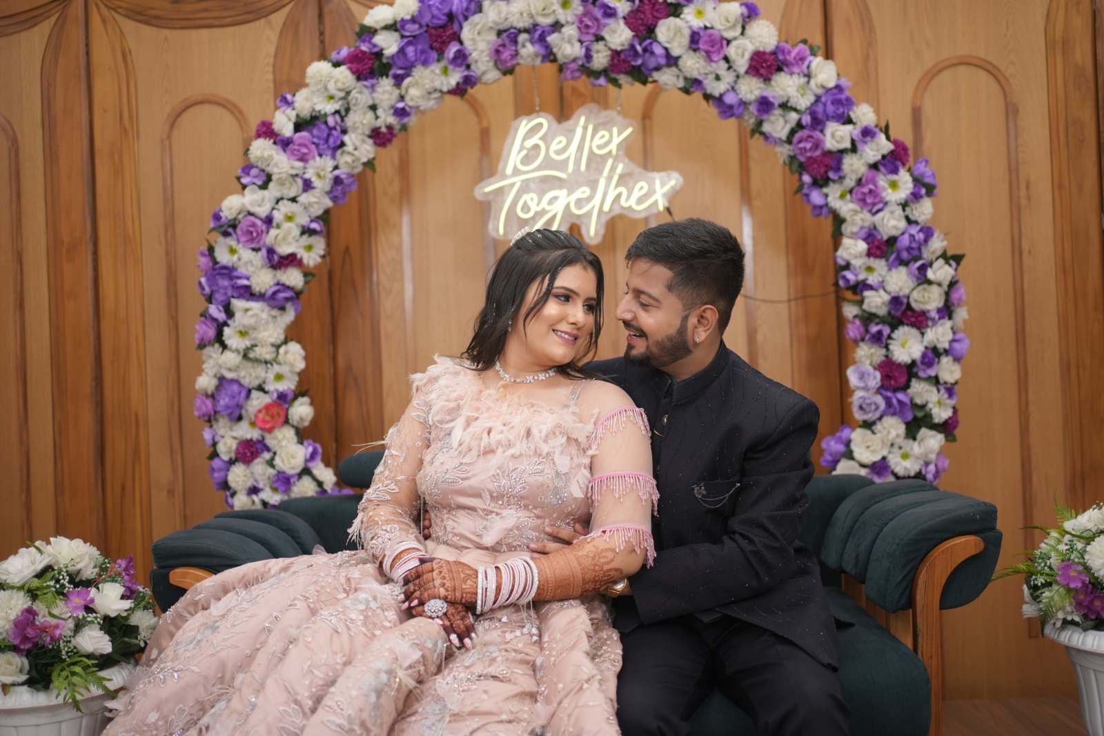 Rishika and Kunal smiling at each other